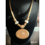 Peach and gold -tone snake chain