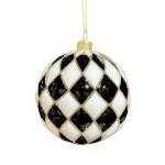 Black Check Glass Ornament