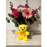 Rainbow bear plush - yellow 6"