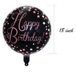 Happy Birthday black and pink - Mylar balloon 18”