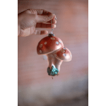 Blown Glass Mushroom Ornament Pink/red