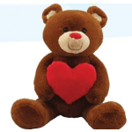 40" Dark Brown Bear with Heart Plush