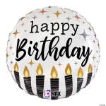Satin Metallic Birthday Candles Balloon – 18-Inch Round Mylar Decoration
