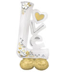 AirLoonz Silver & Gold Love Balloon – 58-Inch Stunning Decoration for Romantic Occasions