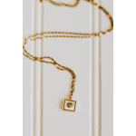 Square Enamel Rose Necklace in Gold