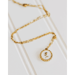 Round Enamel Rose Necklace in Gold