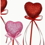 2pc Glittered Heart Topper