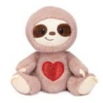 Taupe 9 1/2"H Plush Sloth w/Glittered Heart on Belly