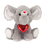 Grey 9 1/2"H Plush Elephant w/Glittered Heart Necklace