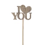 Whitewash 3 1/4"H Wood "I Love You" on 20 1/2"Pick