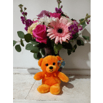 Rainbow bear plush - orange 6"