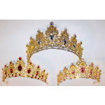 Large Gold Tiara Red, Silver or Pink Gems (1pc)