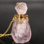 Natural rose quartz crystal Perfume bottles crystal pendant