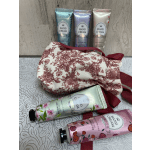 Canvas floral print bag with lotion