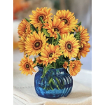 Mini Pop up Card Sunflowers bouquet with mini card Measures 5.5” high by 5” across