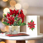 Birch Poinsettia Pop-Up Greeting Card with Matching Notecard
