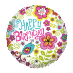 Birthday Balloon ~ Bird & Flowers