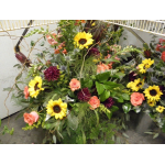 dahlias, sunflowers, snapdragons