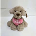 Light Brown Sitting Dog with Pink Heart