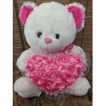 " Smooches " Talking + Kissing Bear with Pink Ruffled Heart