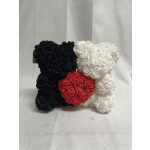 Sweetheart Double Faux Rose Bear Black and White
