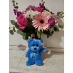 Rainbow bear plush - blue 6"