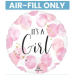 AIR Filled - 9" It's A Girl Mylar Balloon on a stick (various styles - may not be as pictured)