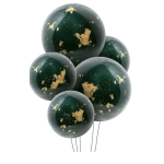 5 helium orbz balloons with golden flakes
