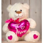 Soft Plush Cream Bear with Shiny Te Amo Heart