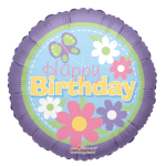 9" Airfill Birthday Flowers Purple Balloon