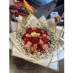 A beautiful bouquet of 24 red and pink roses