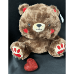 Brown Teddy with hearts 9"