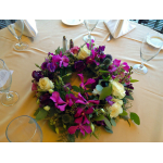 139 Tabletop Wreath Studded with Mokara Orchids and greens