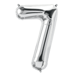 Silver Number 7 Helium Balloon