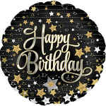 18" Happy Birthday Gold Stars Balloon