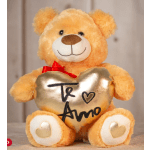Soft Plush Tan Bear with Shiny Te Amo Heart