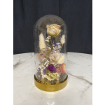 Dry Flower in Glass Dome - White