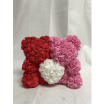 Sweetheart Double Faux Rose Bear Pink and Red