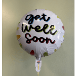 Round white balloon with "get well soon" text