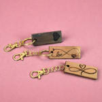 Handmade Romantic Wooden Keychain (1 random)