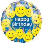 Birthday Balloon - Blue Smiles