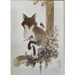 Fox and BIrds Greeting card -Blank
