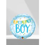 Baby Boy Banner & Dots 18'' Foil Balloon
