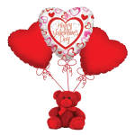 Valentine’s Balloon Bouquet with Small Red Bear