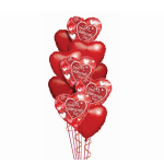 Set of 10 heart-shaped balloons I love you and Valentine's