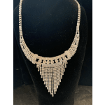 Art Deco Rhinestone v tassel necklace