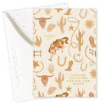 Western-themed birthday card with cowboy motifs and gold text