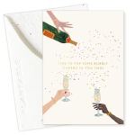 Greeting card with champagne glasses and confetti