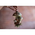 Blown Glass Mushroom Ornament (Green) size large