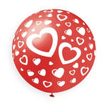 Hearts and Dots Red Latex Balloon – 31-Inch Standard, 1 Piece